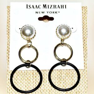 NEW Isaac Mizrahi Faux Pearl and Circle Earrings